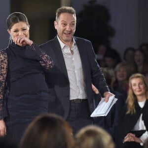 La princesse héritière Victoria de Suède, enceinte de huit mois, lors de la cérémonie de remise des Global Change Awards de la Fondation H&M Conscious à l'Hôtel de Ville de Stockholm le 10 février 2016.