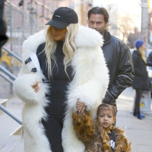 Kim Kardashian et sa fille North à New York, le 14 février 2016.