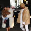 Kim Kardashian, son mari Kanye West et leur fille North à New York, le 14 février 2016.