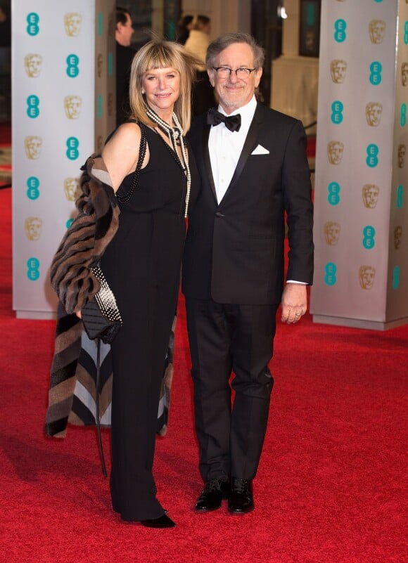 Steven Spielberg et sa femme Kate Capshaw - 69e cérémonie des British Academy Film Awards (BAFTA) à Londres, le 14 février 2016.