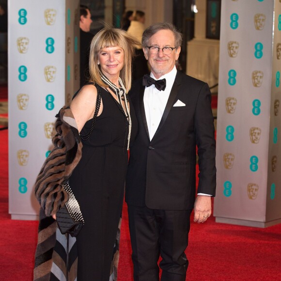 Steven Spielberg et sa femme Kate Capshaw - 69e cérémonie des British Academy Film Awards (BAFTA) à Londres, le 14 février 2016.