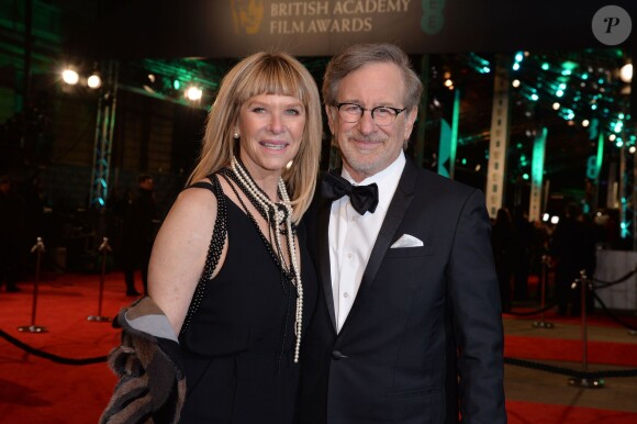 Steven Spielberg et sa femme Kate Capshaw - 69e cérémonie des British Academy Film Awards (BAFTA) à Londres, le 14 février 2016.