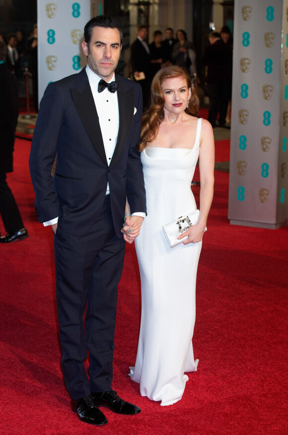 Sacha Baron Cohen et sa femme Isla Fisher - 69e cérémonie des British Academy Film Awards (BAFTA) à Londres, le 14 février 2016.