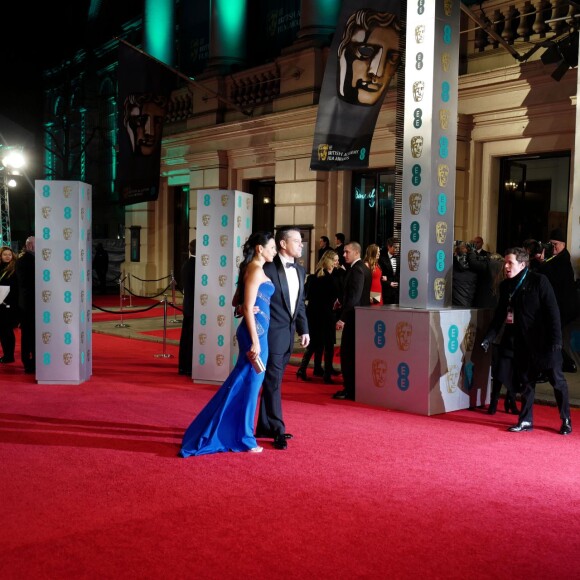 Matt Damon et sa femme Luciana Barroso - 69e cérémonie des British Academy Film Awards (BAFTA) à Londres, le 14 février 2016.