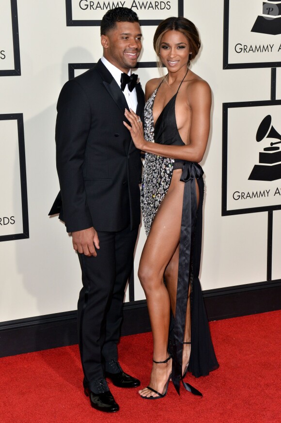 Russell Wilson et Ciara à la 58ème soirée annuelle des Grammy Awards au Staples Center à Los Angeles, le 15 février 2016.