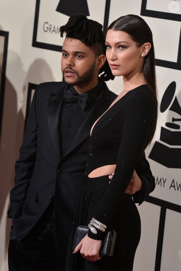 The Weeknd et Bella Hadid à la 58ème soirée annuelle des Grammy Awards au Staples Center à Los Angeles, le 15 février 2016.
