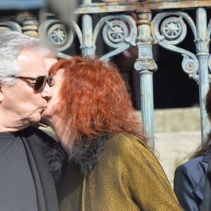 Pierre Arditi, Sabine Azéma - Funérailles d'Alain Resnais en l'église Saint-Vincent-de-Paul à Paris le 10 mars 2014.