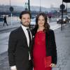 La princesse Sofia de Suède, enceinte de 8 mois de son premier enfant, assistait avec son mari le prince Carl Philip et sa belle-mère la reine Silvia au gala annuel de l'Académie royale des arts à Stockholm, le 19 février 2016.