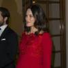 La princesse Sofia de Suède, enceinte de 8 mois de son premier enfant, assistait avec son mari le prince Carl Philip et sa belle-mère la reine Silvia au gala annuel de l'Académie royale des arts à Stockholm, le 19 février 2016.