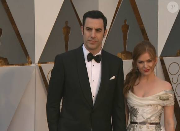 Sacha Baron Cohen et Isla Fisher aux Oscars 2016.
