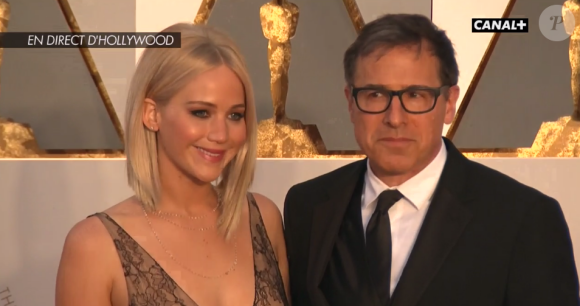 Jennifer Lawrence et David O. Russell aux Oscars 2016.