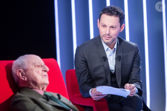 Exclusif - Enregistrement de l'émission "Le Divan" présentée par Marc-Olivier Fogiel avec Pierre Bergé, diffusion le 23 février sur France 3. Le 11 février 2016 ©Cyril Moreau/Bestimage