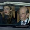 Lady Amelia Windsor dans la voiture de son grand-père le duc de Kent, arrivant le 16 décembre 2015 à Buckingham Palace pour le déjeuner de Noël offert par la reine Elizabeth II.