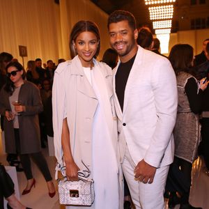 Ciara et son compagnon Russell Wilson - Défilé Lanvin (collection prêt-à-porter automne-hiver 2016-2017) au lycée Carnot à Paris. Le 3 mars 2016.