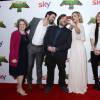 Bonnie Arnold, Alessandro Carloni, Jack Black, Kate Hudson, Jennifer Yuh Nelson et Glenn Berger lors de la première de Kung Fu Panda 3 à Londres le 6 mars 2016.