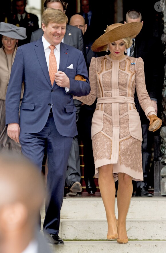 Le roi Willem-Alexander et la reine Maxima des Pays-Bas ont rencontré à l'hôtel Potocki des représentants de la communauté hollandaise, à l'occasion de leur visite d'Etat de deux jours en France, le 10 mars 2016