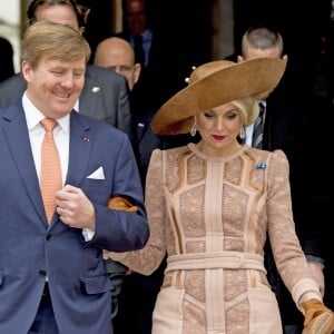 Le roi Willem-Alexander et la reine Maxima des Pays-Bas ont rencontré à l'hôtel Potocki des représentants de la communauté hollandaise, à l'occasion de leur visite d'Etat de deux jours en France, le 10 mars 2016