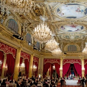 Dîner d'Etat donné en l'honneur du roi Willem-Alexander et de la reine Maxima des Pays-Bas par François Hollande au palais de l'Elysée à Paris, le 10 mars 2016.