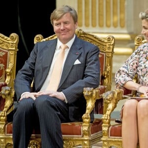 Le roi Willem-Alexander et la reine Maxima des Pays-Bas arrivent à l'Hotel de Ville à Paris, le 11 mars 2016.11/03/2016 - Paris