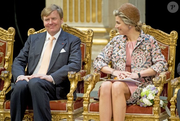 Le roi Willem-Alexander et la reine Maxima des Pays-Bas arrivent à l'Hotel de Ville à Paris, le 11 mars 2016.11/03/2016 - Paris