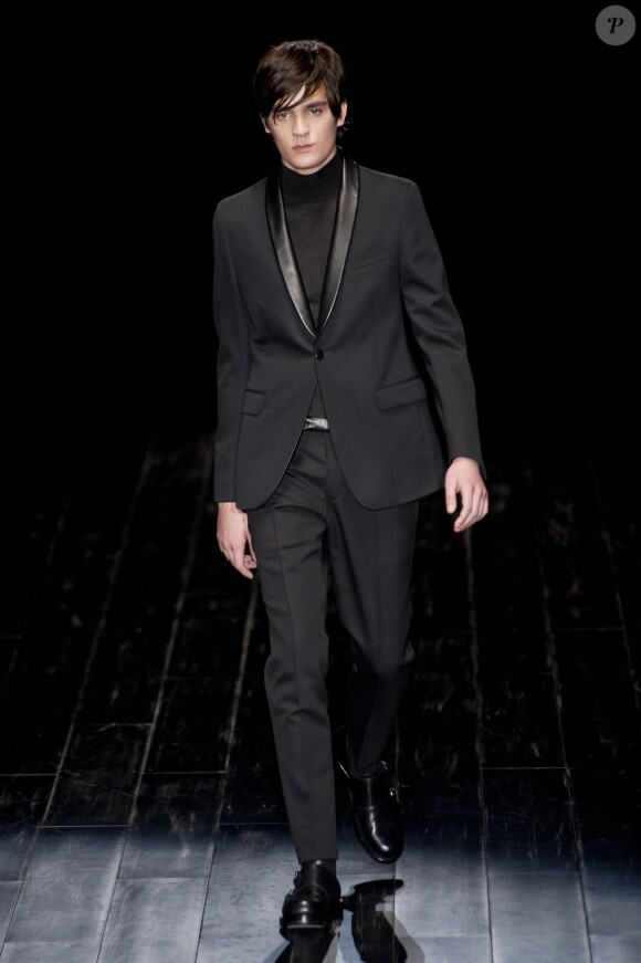 Alain-Fabien Delon (Fils de Alain Delon) défile pour Gucci lors de la fashion week de Milan. Le 13 janvier 2014