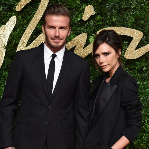 David Beckham et sa femme Victoria Beckham au British Fashion Awards 2015 à Londres, le 23 novembre 2015