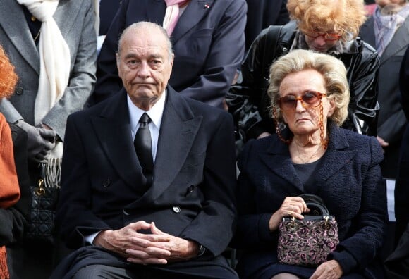 Jacques et Bernadette Chirac lors des Obseques de Antoine Veil au cimetiere du Montparnasse a Paris. Le 15 avril 2013