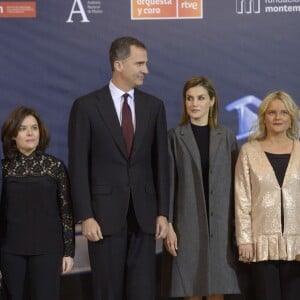 Le roi Felipe VI et la reine Letizia d'Espagne assistaient le 10 mars 2016 à un concert à la mémoire des victimes des attentats terroristes de Madrid du jeudi 11 mars 2004, à l'Auditorium National à Madrid.