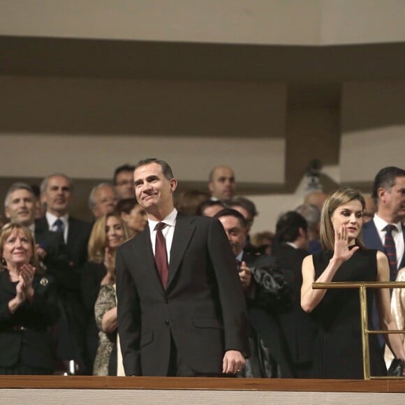 Le roi Felipe VI et la reine Letizia d'Espagne assistaient le 10 mars 2016 à un concert à la mémoire des victimes des attentats terroristes de Madrid du jeudi 11 mars 2004, à l'Auditorium National à Madrid.