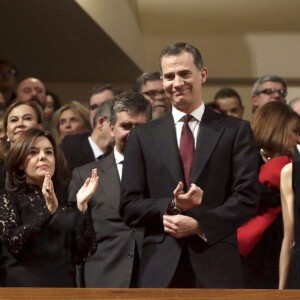 Le roi Felipe VI et la reine Letizia d'Espagne assistaient le 10 mars 2016 à un concert à la mémoire des victimes des attentats terroristes de Madrid du jeudi 11 mars 2004, à l'Auditorium National à Madrid.