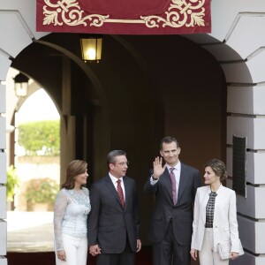 Le roi Felipe VI et la reine Letizia d'Espagne étaient en visite officielle à Porto Rico le 15 mars 2016 à l'occasion du VIIe Congrès international de la langue espagnole.