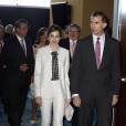 Le roi Felipe VI et la reine Letizia d'Espagne étaient en visite officielle à Porto Rico le 15 mars 2016 à l'occasion du VIIe Congrès international de la langue espagnole.