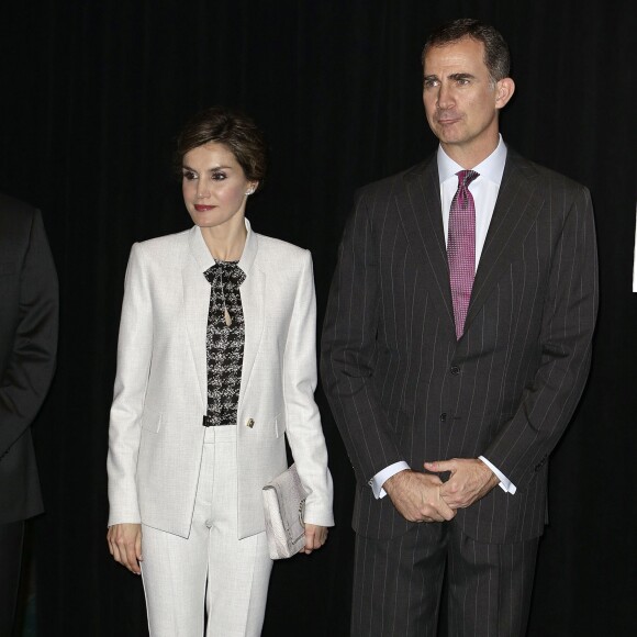 Le roi Felipe VI et la reine Letizia d'Espagne étaient en visite officielle à Porto Rico le 15 mars 2016 à l'occasion du VIIe Congrès international de la langue espagnole.