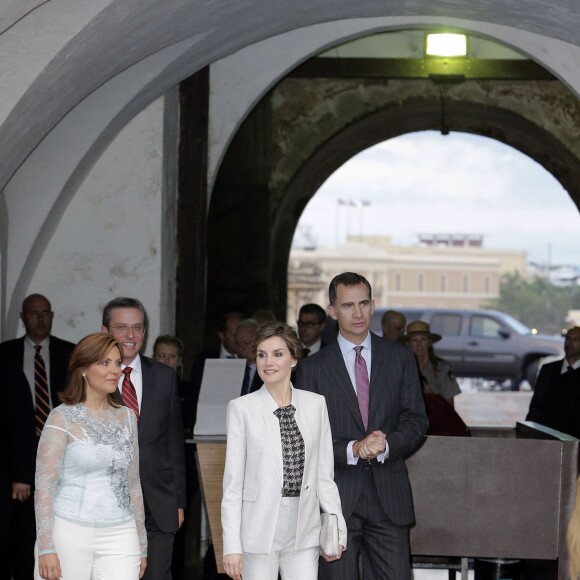 Le roi Felipe VI et la reine Letizia d'Espagne étaient en visite officielle à Porto Rico le 15 mars 2016 à l'occasion du VIIe Congrès international de la langue espagnole.