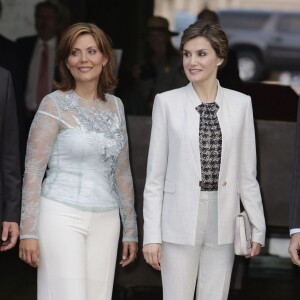 Le roi Felipe VI et la reine Letizia d'Espagne étaient en visite officielle à Porto Rico le 15 mars 2016 à l'occasion du VIIe Congrès international de la langue espagnole.