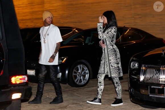 Tyga et Kylie Jenner à la soirée d'anniversaire de Rob Kardashian Jr. au restaurant Nobu à Malibu, le 17 mars 2016.