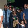 Kris Jenner, Kim et Kanye avec leur fille North, Kendall et Kylie Jenner, Tyga, Kourtney Kardashian, Scott Disick et leurs enfants à la soirée d'anniversaire de Rob Kardashian Jr. au restaurant Nobu à Malibu, le 17 mars 2016.