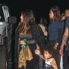 Kim Kardashian et sa fille North à la soirée d'anniversaire de Rob Kardashian Jr. au restaurant Nobu à Malibu, le 17 mars 2016.
