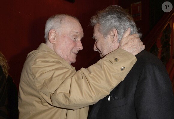 Michel Bouquet et Pierre Arditi - Générale de la pièce "L'être ou pas" au Théâtre Antoine à Paris le 21 mars 2016. © Coadic Guirec/Bestimage