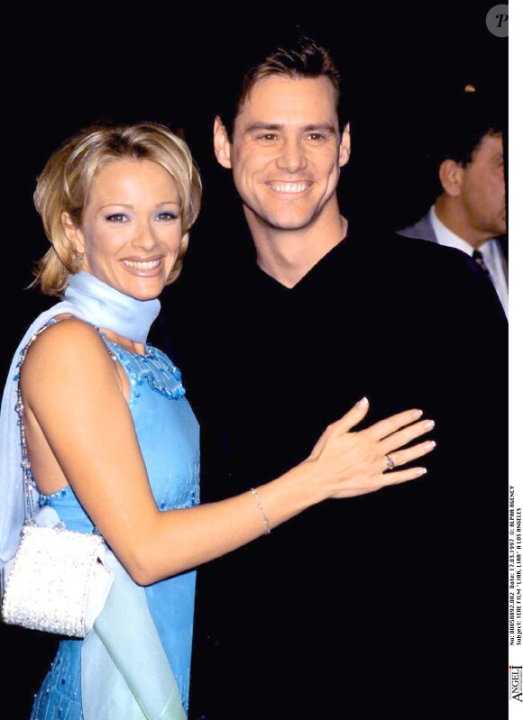 Jim Carrey et Lauren Holly lors de l'avant-première du film Menteur, menteur en 1997 à Los Angeles