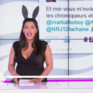 Ayem Nour reçoit Linda (Les Vacances des Anges) dans le Mad Mag de NRJ 12, le 28 mars 2016