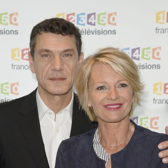 Marc Lavoine, Sophie Davant - Conférence de presse du Téléthon 2015, à France Télévisions à Paris le 4 novembre 2015. © Coadic Guirec / Bestimage