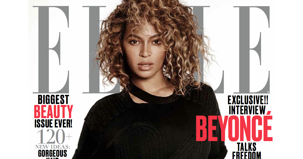 Beyoncé en couverture du magazine ELLE (édition UK). Numéro de mai 2016 ...