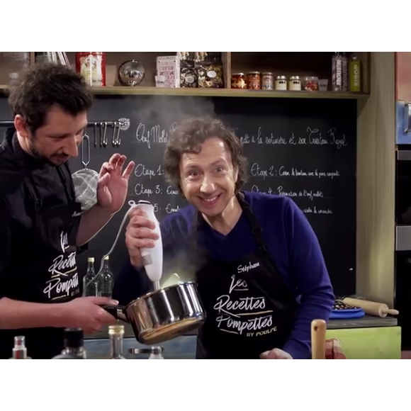 Stéphane Bern et Monsieur Poulpe, totalement ivres à l'occasion des Recettes Pompettes, à découvrir le 13 avril 2016 à 18 heures sur YouTube.