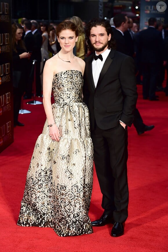 Rose Leslie et Kit Harington lors des Olivier Awards 2016 au The Royal Opera House, Londres, le 3 avril 2016.
