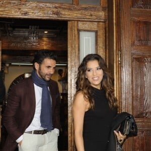 Eva Longoria et son fiancé Jose Antonio Baston, dînent au restaurant Casa Lucio à Madrid, le 1er avril 2016