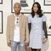 Pharrell Williams et sa femme Helen Lasichanh - 58e édition des Grammy Awards au Staples Center à Los Angeles, le 15 février 2016.