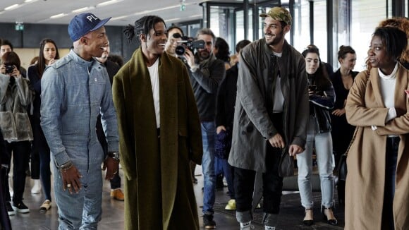 Pharrell Williams, A$AP Rocky et Miguel visitent la RAW Factory de G-Star RAW à Amsterdam. Le 31 mars 2016.