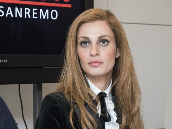 Sveva Alviti à une conférence de presse pour le film Dalida réalisé par Lisa Azuelos, à Sanremo, le 5 avril 2016.