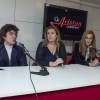 Riccardo Scamarcio, Sveva Alviti, Lisa Azuelos, Alessandro Borghi à une conférence de presse pour le film Dalida réalisé par Lisa Azuelos, à Sanremo, le 5 avril 2016.